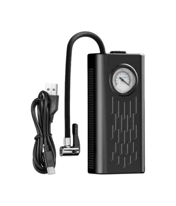 منفاخ هواء محمول لاسلكي USB-C مع مقياس ضغط للإطارات