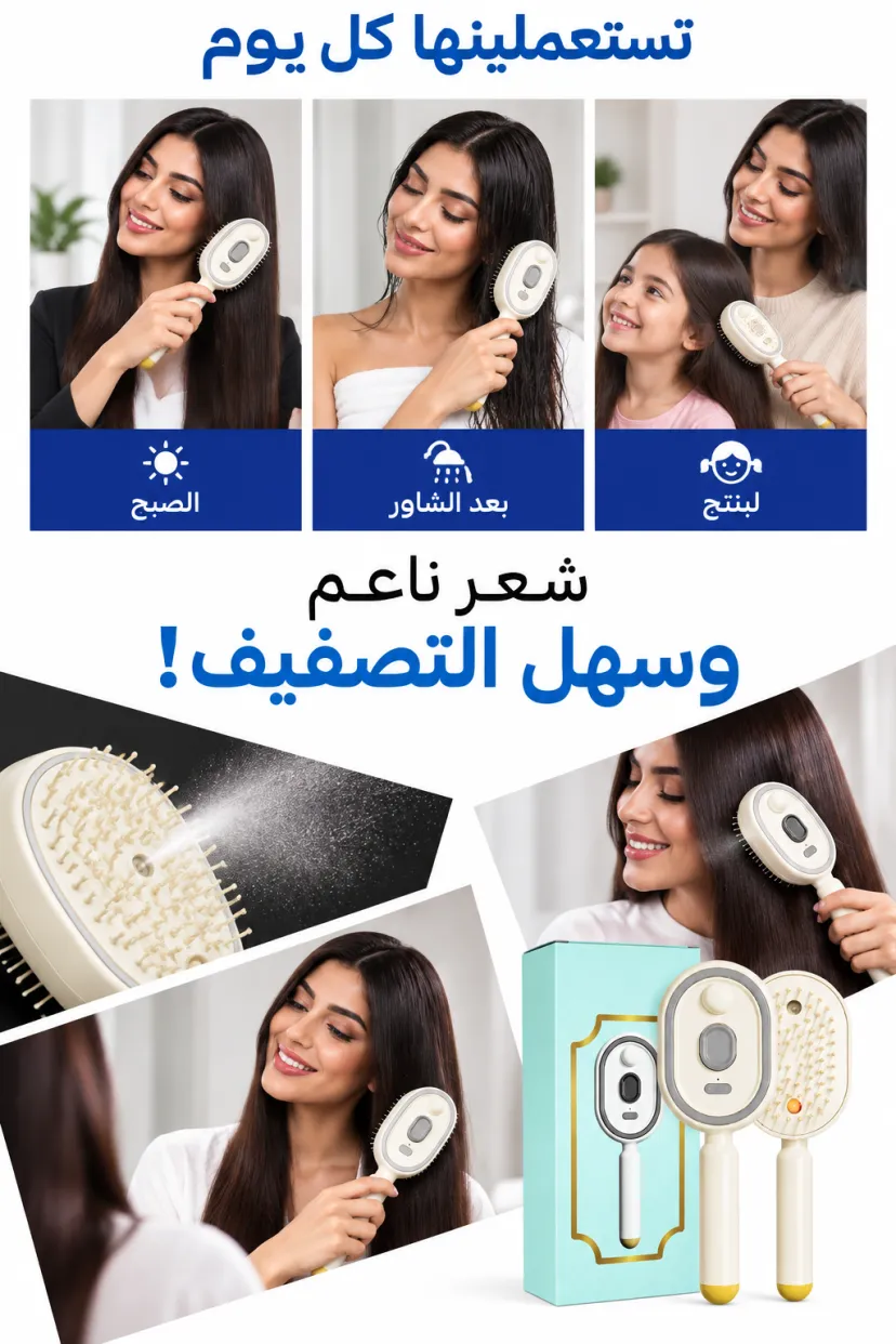 فرشاة الشعر الكهربائية بالرذاذ