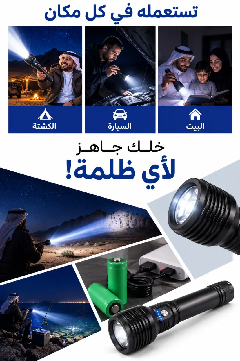 كشاف LED قوي قابل للشحن